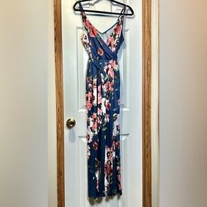 Ouges Floral Maxi Sundress Blue and Pink XL NWT